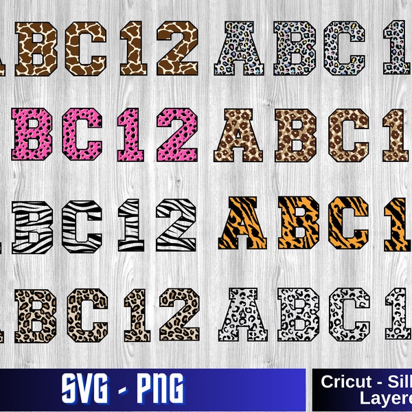 Anımal Alphabet Svg , Safari Alphabet Svg , Animal Font Cricut Vector Bundle , Leopard Zebra DIY , Cut File For Cricut Silhouette , Anımal