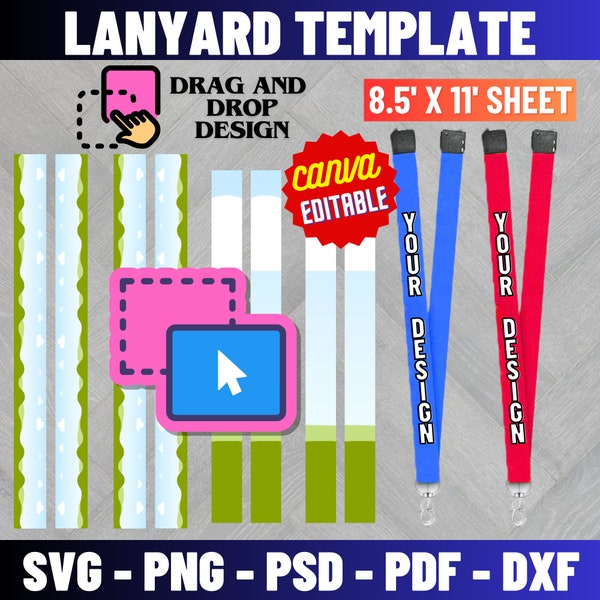 Lanyard Sublimation Template, Lanyard Template for Sublimation, Breakaway Lanyard Template, Sublimation Neck Lanyard, svg, Canva Editable