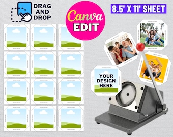 2x2 Square Fridge Magnet Template, Magnet Maker Template, Magnet Machine Template, Square Magnet Template, Magnet Template, Canva Edit