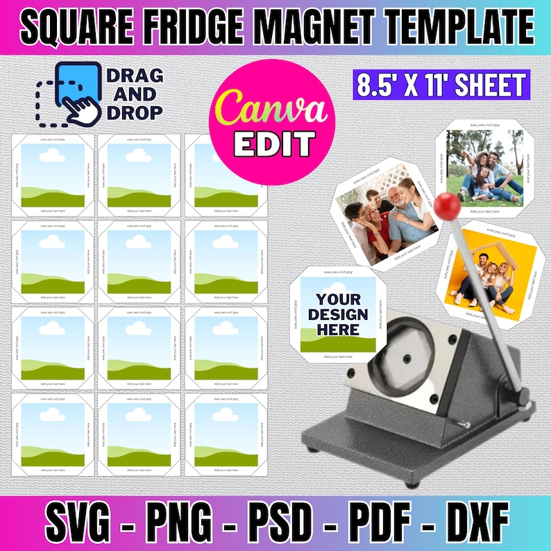 2x2 Square Fridge Magnet Template: Canva Edit (digital Download) - Etsy