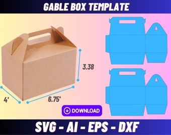 Gable Box Template SVG, Gable Box Cricut, Box Template Svg, Gift Box svg, Handle template, Gable Box Dxf