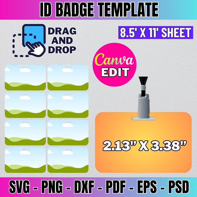 Customizable ID Badge Template: Printable Staff Badge (digital Download ...