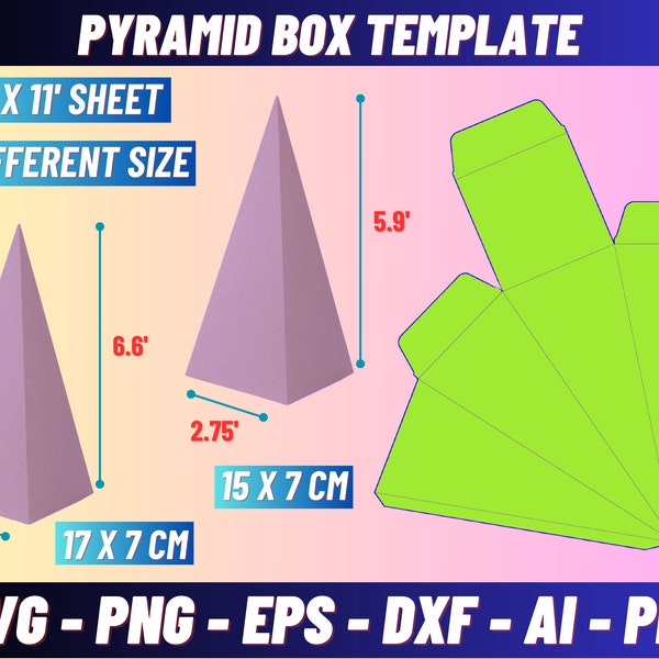 Pyramid Box Svg Bundle, Gift Box template, Pyramid Favor Box, Birthday Gift box svg, Party Favor box, Box template