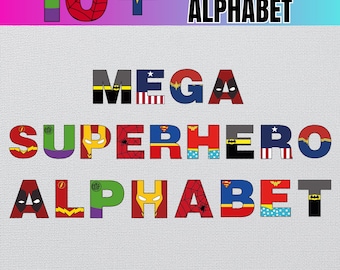 Superhero Alphabet Clipart: Doodle Font SVG PNG (Digital Download)