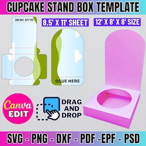 Cupcake Stand Box Template, Cupcake Stand, Stand Box Template, Cupcake Template, Cupcake Holder, Cupcake Package, Box Svg, Canva Editable