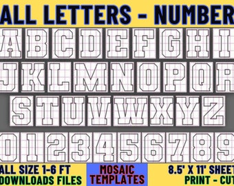 All Letters , Numbers Balloon Mosaic Template, 1-6ft All size Balloon Mosaic, Mosaic Alphabet, Mosaic Numbers