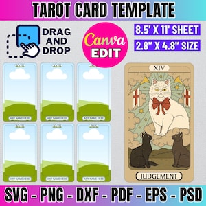 Plantilla de carta del tarot, carta del tarot personalizada, carta del tarot hecha a mano, plantilla de baraja personalizada, cartas del oráculo imprimibles, diseño de tarot, Canva editable