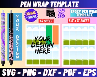 Pen Wrap Template Svg, Pen Wrap Png, Epoxy Pen Wrap Template, Glitter Pen Wraps, Template Pen Wrap