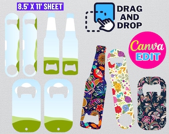 Pacote de modelos de abridor de garrafas, design para sublimação (download digital)