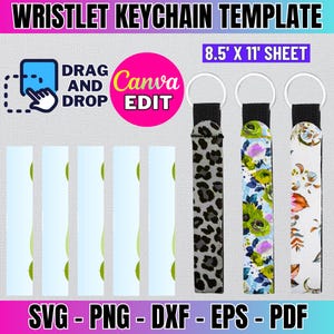 Plantilla de sublimación de llavero de pulsera, plantilla de llavero de pulsera, plantilla de pulseras de neopreno, plantilla de pulseras de Canva