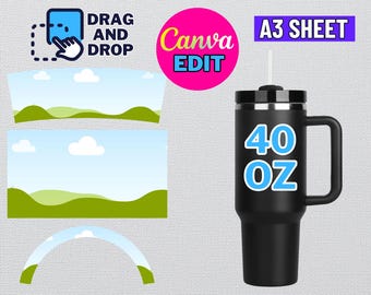 40oz Tumbler Wrap Template: Sublimation Design, Canva Editable (Digital Download)