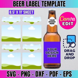 Beer Label Template, Beer Label Svg, Bottle Beer Neck Label Template, Wine Bottle Label, Beer Label Sticker, Party Favor, Canva Editable