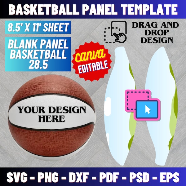 Basketball Panel Template Svg, Blank Basketball Panel Template, Canva editable Basketball Panel Template, custom basketball sublimation