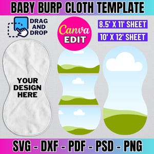 Modello di bavaglino per neonati, bavaglino per neonati per sublimazione, modello di bavaglino per neonati maschi o femmine, design per sublimazione del bavaglino, svg, png, Canva modificabile