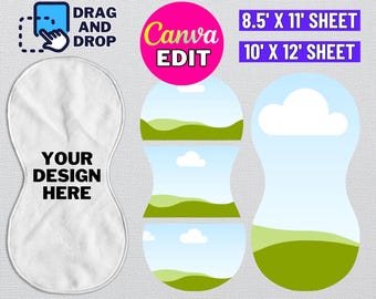 Baby Burp Cloth Template for Sublimation (SVG, PNG, Canva Editable)