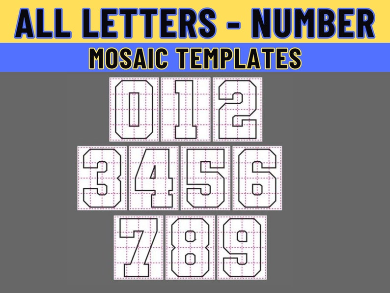 All Letters , Numbers Balloon Mosaic Template, 1-6ft All size Balloon Mosaic, Mosaic Alphabet, Mosaic Numbers zdjęcie 3