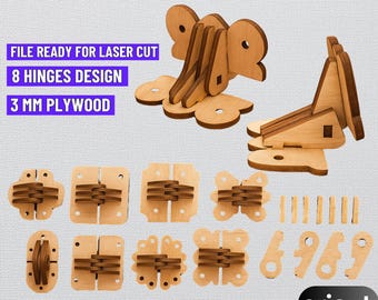 Wooden Hinge SVG Templates: Laser Cut Files (3mm Wood) (Digital Download)