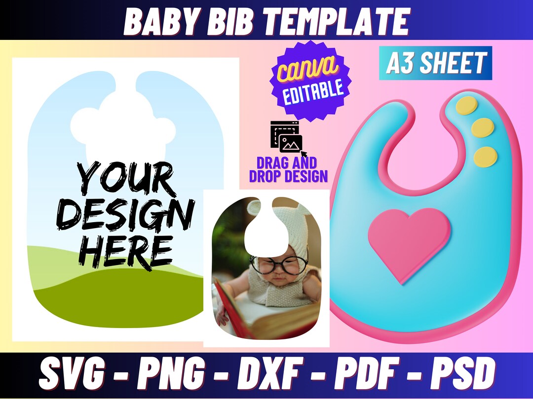 Baby Bib Template, Baby Bib for Sublimation, Baby Boy or Girl Bib