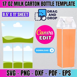 Milk Carton template, Strawberry Milk Water Bottle SVG For Tumbler Full Wrap , Strawberry Cow Milk Carton 16oz Tumbler Warp, png