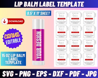 Lip Balm Label Template, Lip Balm Labels, Lip Balm Wrap Packaging, Canva Lip Gloss Label, Lip Balm Round Label