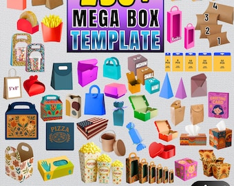 250+ Box Template Mega Bundle: Cricut Box Cut File, Gift, Favor & Treat Boxes, Silhouette