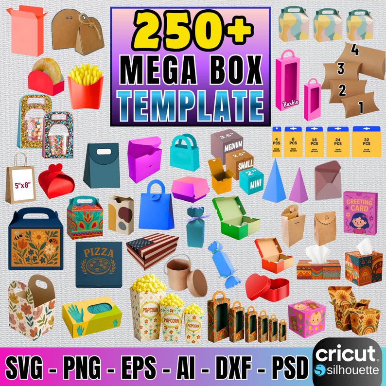 250+ Box Template Mega Bundle: Cricut Box Cut File, Gift, Favor & Treat ...