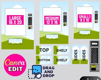 Editable Vending Machine Template Bundle: DIY Graduation Box (CANVA, PDF)