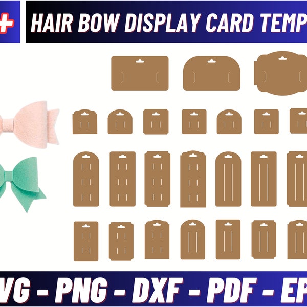 Hair Bow Display Card Template Svg, Hair Bow Card Template, Bow Holder Svg, hair clip holder svg, svg bow card, bow holder card svg