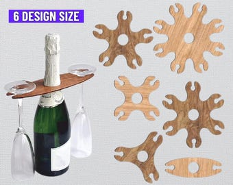 Wine Caddy Laser Cut File: Wine Glass Holder SVG Template (Digital Download)