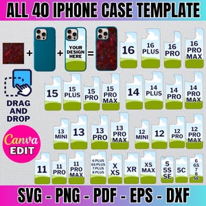 40 modelli di custodie per telefoni Mega Bundle, modelli di custodie per iPhone, modelli di sublimazione per iPhone, modelli di custodie per smartphone, modelli modificabili Canva