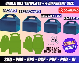 Gable Box 4 Template Bundle Svg, Box Svg, Gable Box Svg, Box template Svg, Gift box svg, box template Cut files, Gable box cricut svg