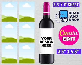 Wine Label Template: DIY Wine Sticker, Party Favor (Digital Download)