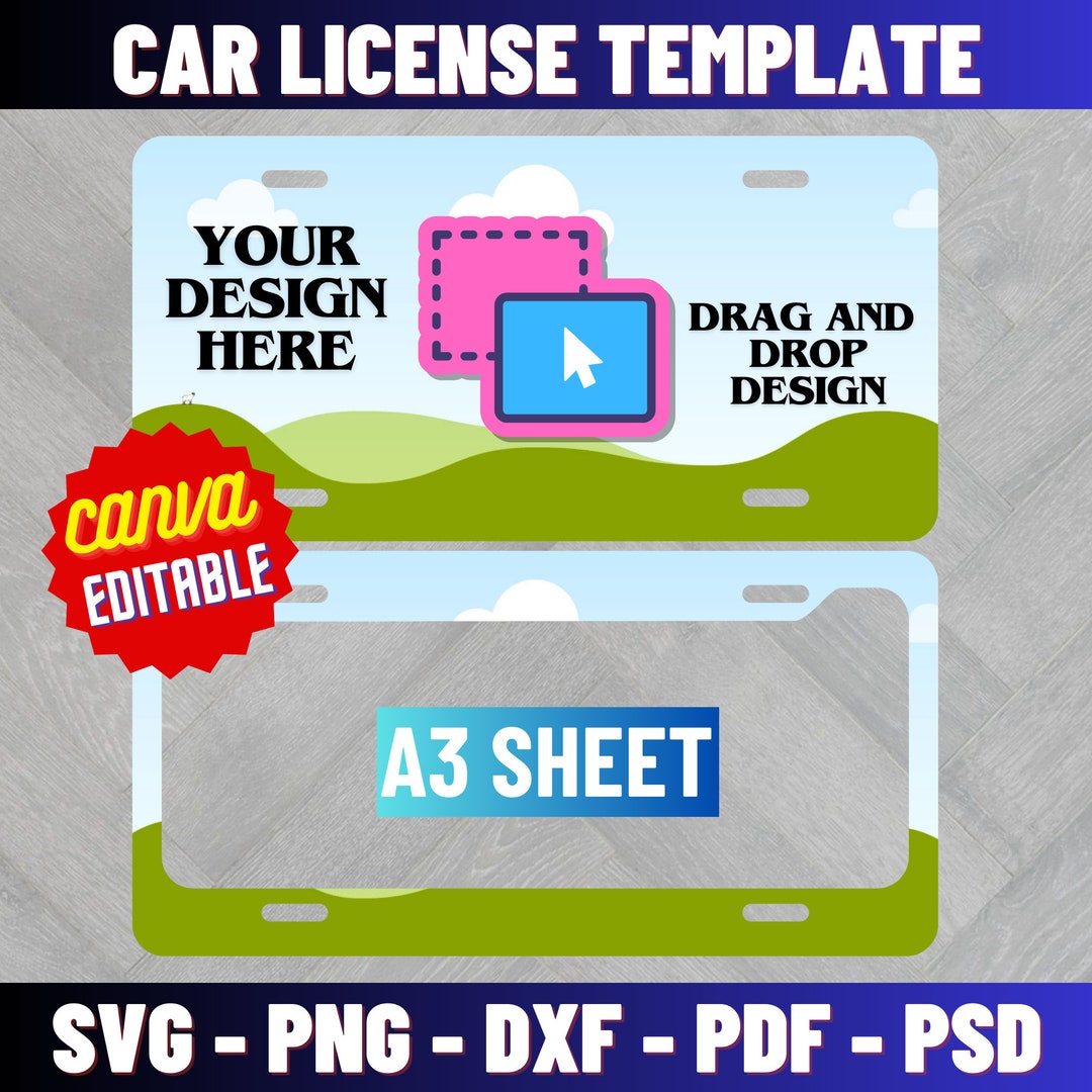 Car License Plate Template, Car License Plate Sublimation Template, Car ...