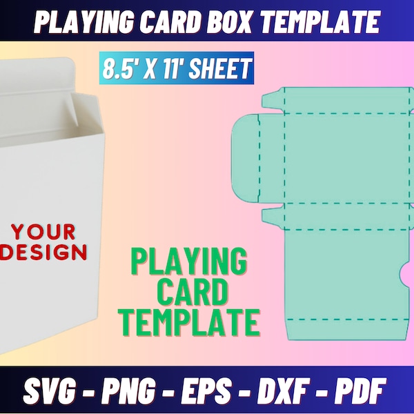 Playing Card Box Template Svg, Box svg, Box Template svg, Gift Box Template, Party Favor Box Svg, Card Deck, Tuck box,
