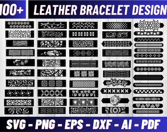 100+ files, Leather Bracelet, Leather Bracelets Svg, Faux Leather Svg, Bracelet Svg, Bracelet file for Cricut, Bracelet Laser cut