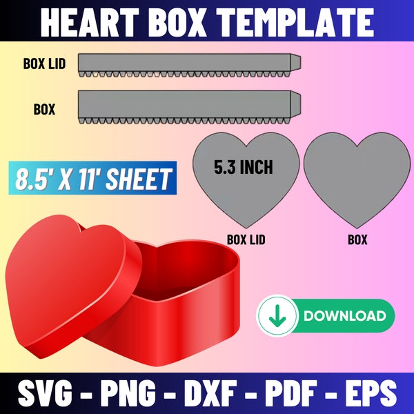 Heart Box Svg, Heart Box Template, Heart Box Die cut, box svg, party favors box, valentine heart box, cricut box file, silhouette box
