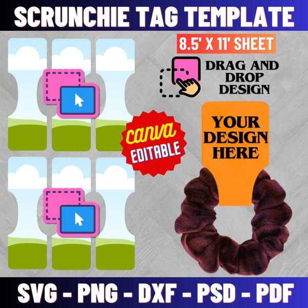 Scrunchie Tag Template, Easy Editable, scrunchie holder template, Scrunchie Label svg, printable scrunchie tag, Scrunchie Hang Tags