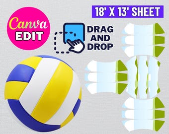 Volleyball Panel Template: Custom Ball Wrap, Canva Editable (Digital Download)