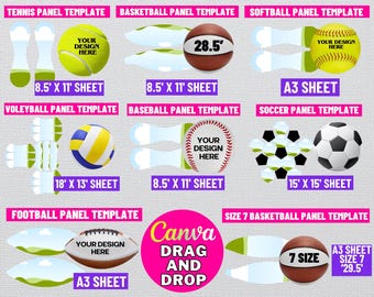 Sport Panel Template Bundle: Basketball, Football, Soccer, Softball (Digital Download)
