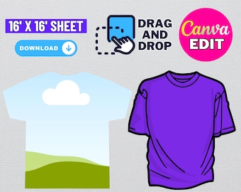 All Over T-Shirt Template: Sublimation Design (Digital Download)