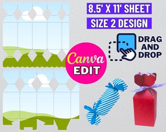 Modèle de boîte de bonbons, cadeau de fête SVG (téléchargement numérique)
