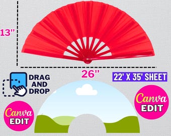 Clack Fan Template: Festival Hand Fan, Sublimation Design (Digital Download)