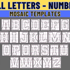 All Letters , Numbers Balloon Mosaic Template, 1-6ft All size Balloon Mosaic, Mosaic Alphabet, Mosaic Numbers zdjęcie 2