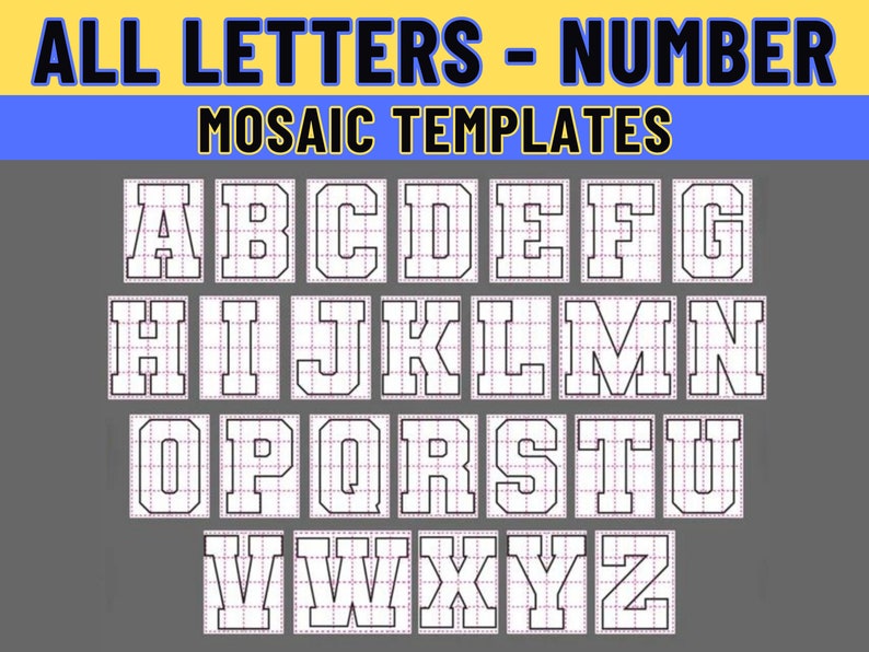 All Letters , Numbers Balloon Mosaic Template, 1-6ft All size Balloon Mosaic, Mosaic Alphabet, Mosaic Numbers zdjęcie 2