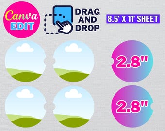 2.8" Car Coaster Template: Geode Sublimation Blank (Digital Download)