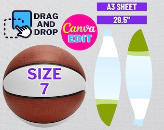 Size 7 Basketball Panel Template: Photo Basketball, Canva Editable (Digital Download)