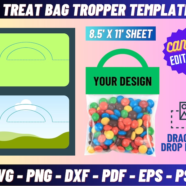 Treat Bag tropper template svg, treat bag troppers template svg, bag topper, treat bag labels, treat bag stickers, Treat bag tropper