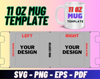 11 Oz Mug Template, 11oz Mug Full Sublimation templates, Mug template, 11 oz mug template PNG, Mug wrap Svg, Sublimation template