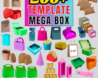 200+ Mega Box Bundle, Box Svg, Gable Box svg, Gift Box Template, Box Template Svg, Cricut, Sİlhouette File, Party Favor Box, Cameo Cut File