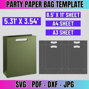 Paper Bag Template Svg, Mini Paper Bag Template, Birthday Bag Svg, Party Favors Bag, Gift Bag Svg, Box Svg, Bag Template, Shopping Bag svg